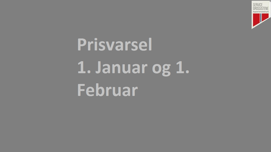 Prisvarsling pr 1.Januar og 1.Februar 2020