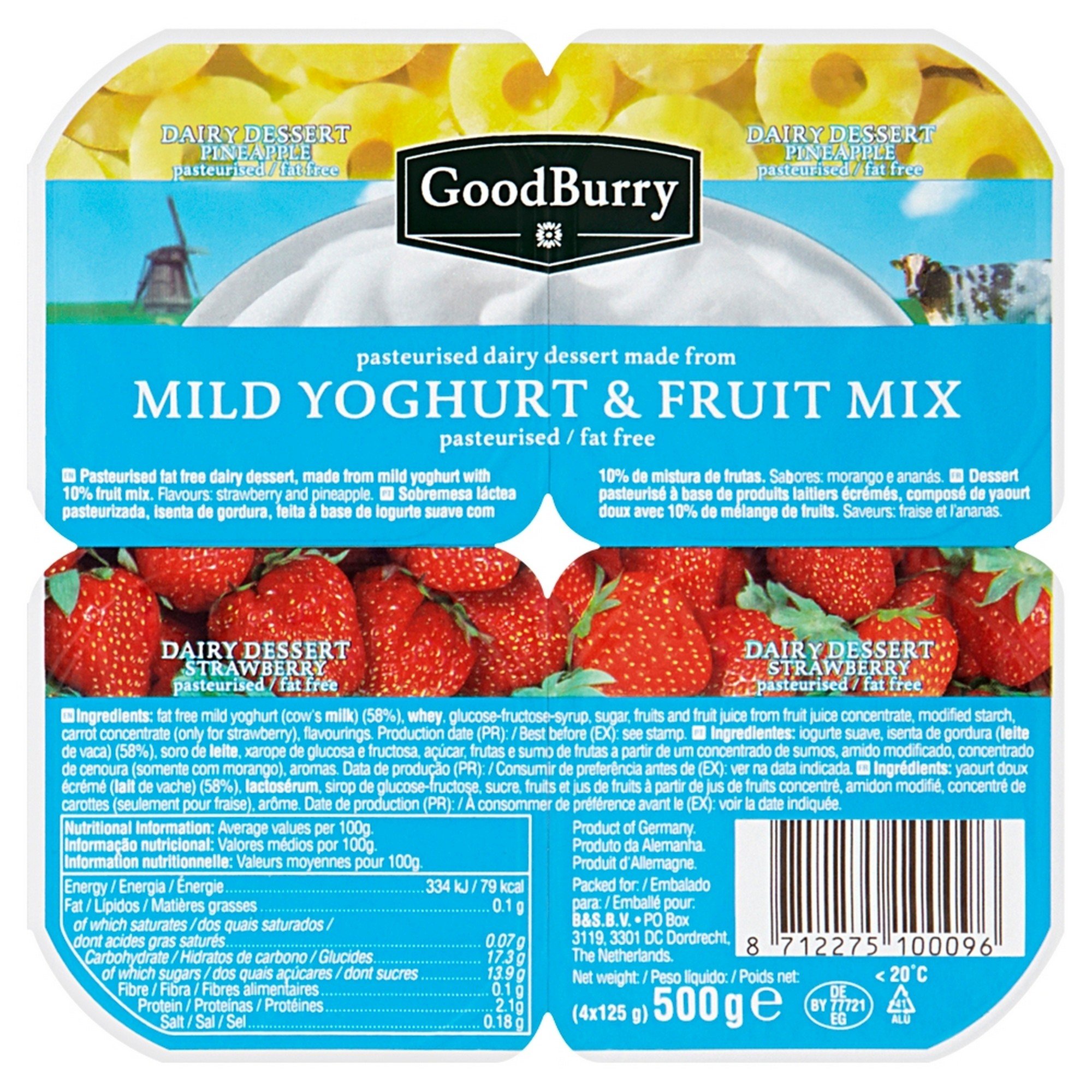 Yoghurt anans/jordbær goodburry  t  6x4x125g