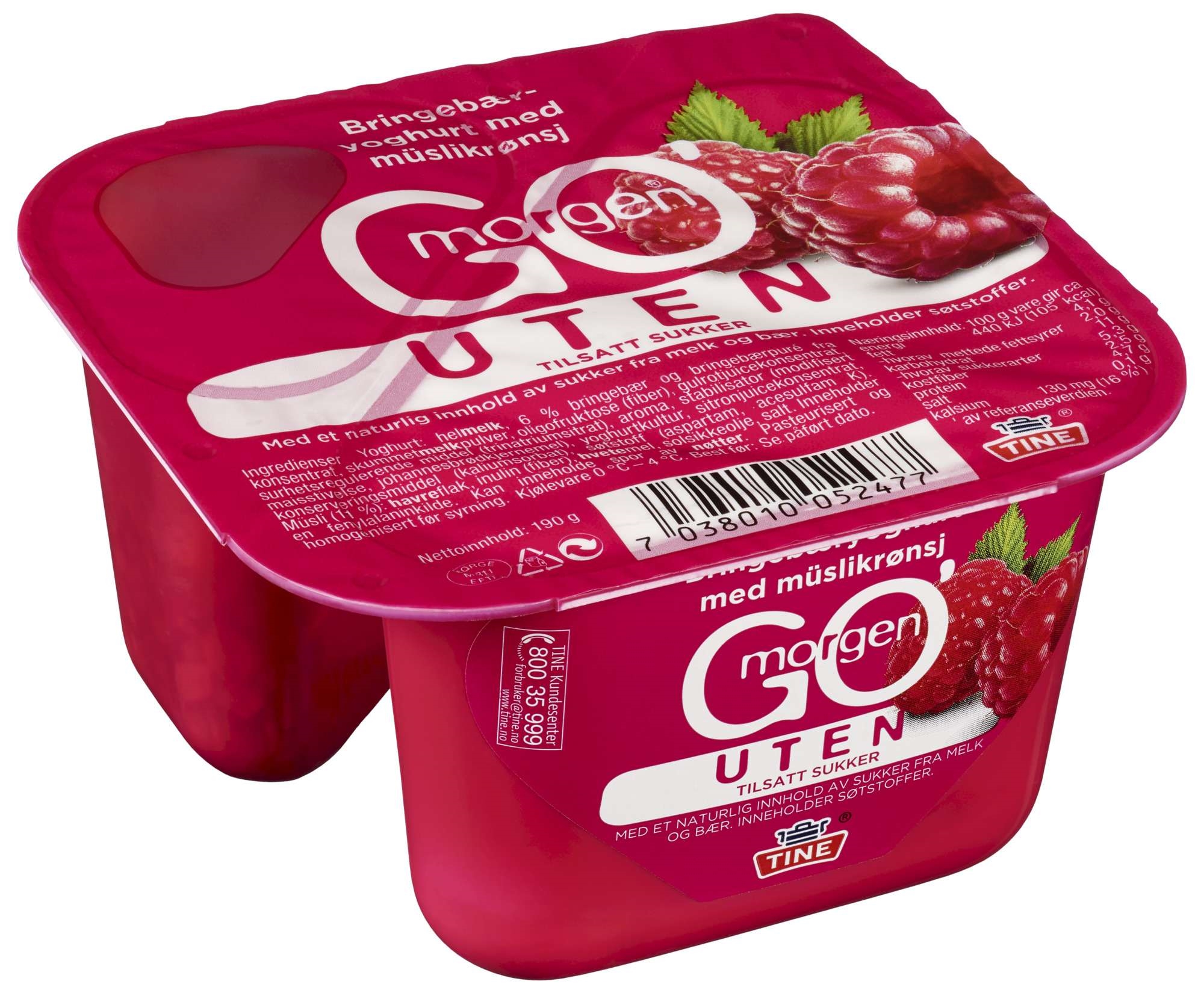 Go morgen yoghurt bringebær uten    190g