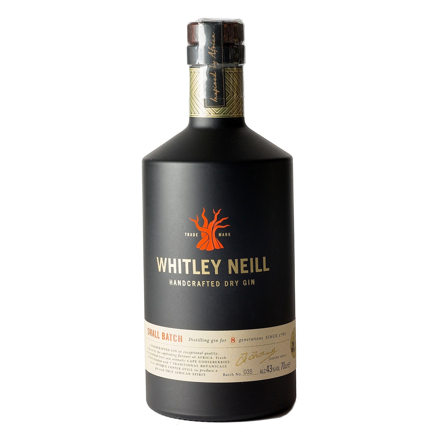 Whitley neill handcrafted dry gin  43%  70cl