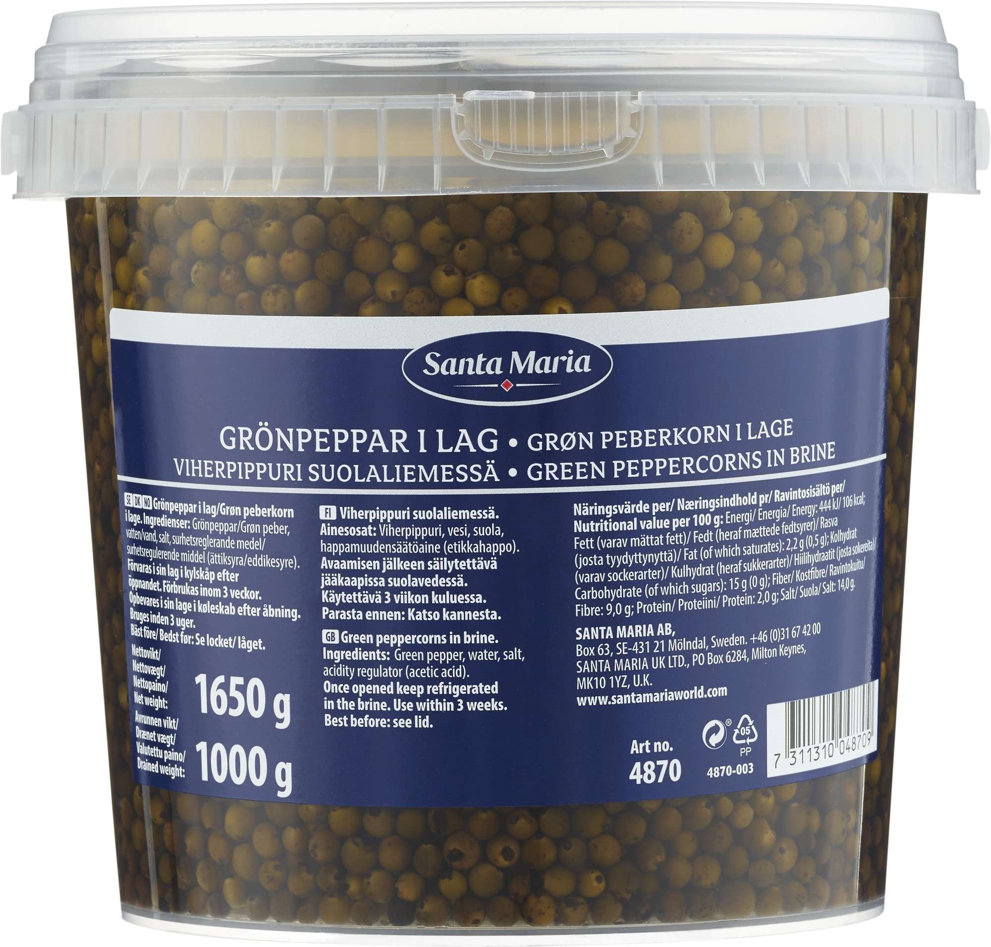 Grønn pepper i lake   1650g