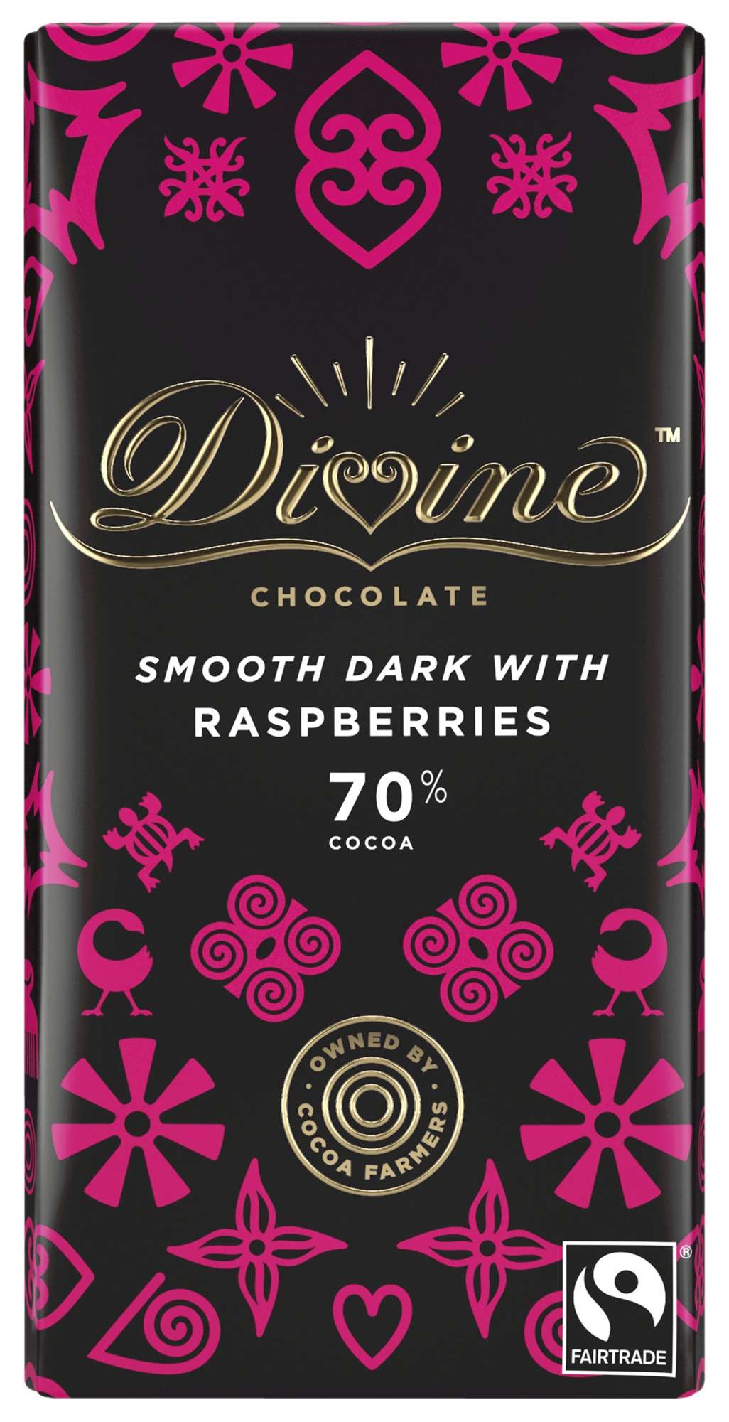 70% dark chocolate with raspberry    90g