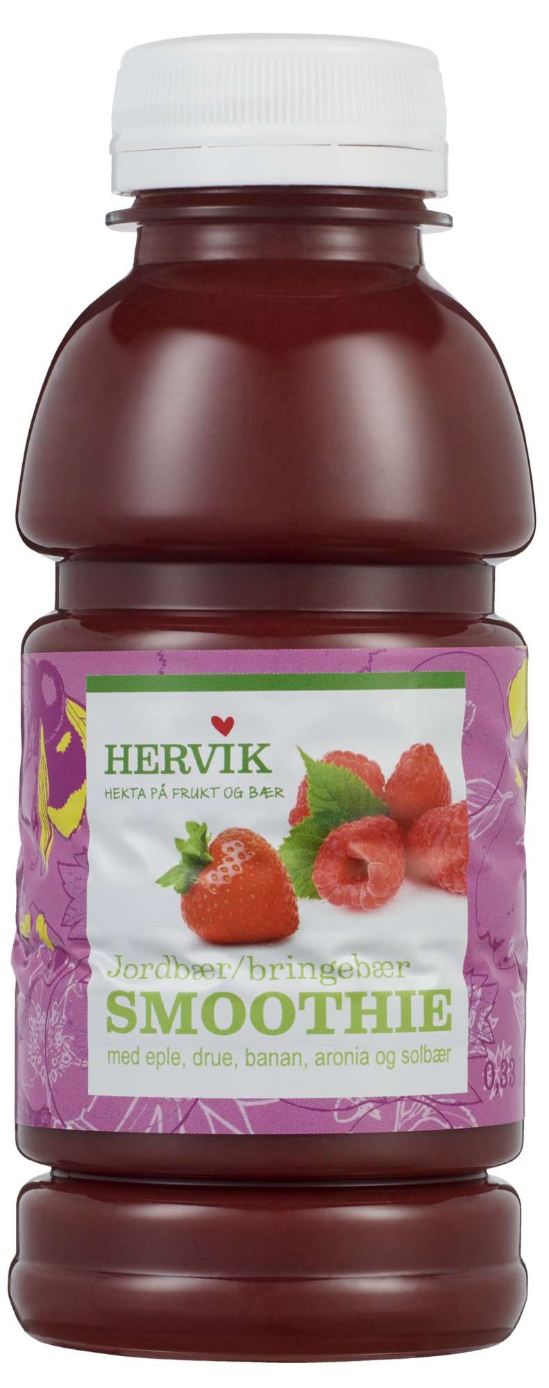 Hervik jordbær/bringebær smoothie 0,33l