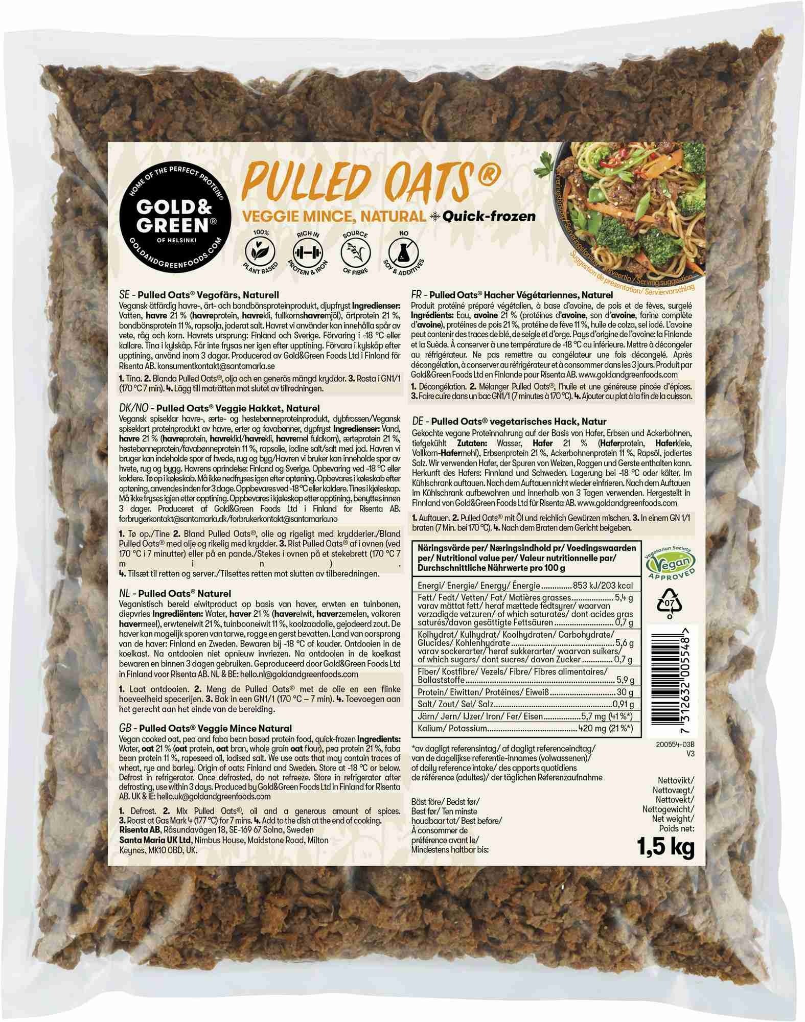 Pulled oats veggie hakket naturell 1,5kg