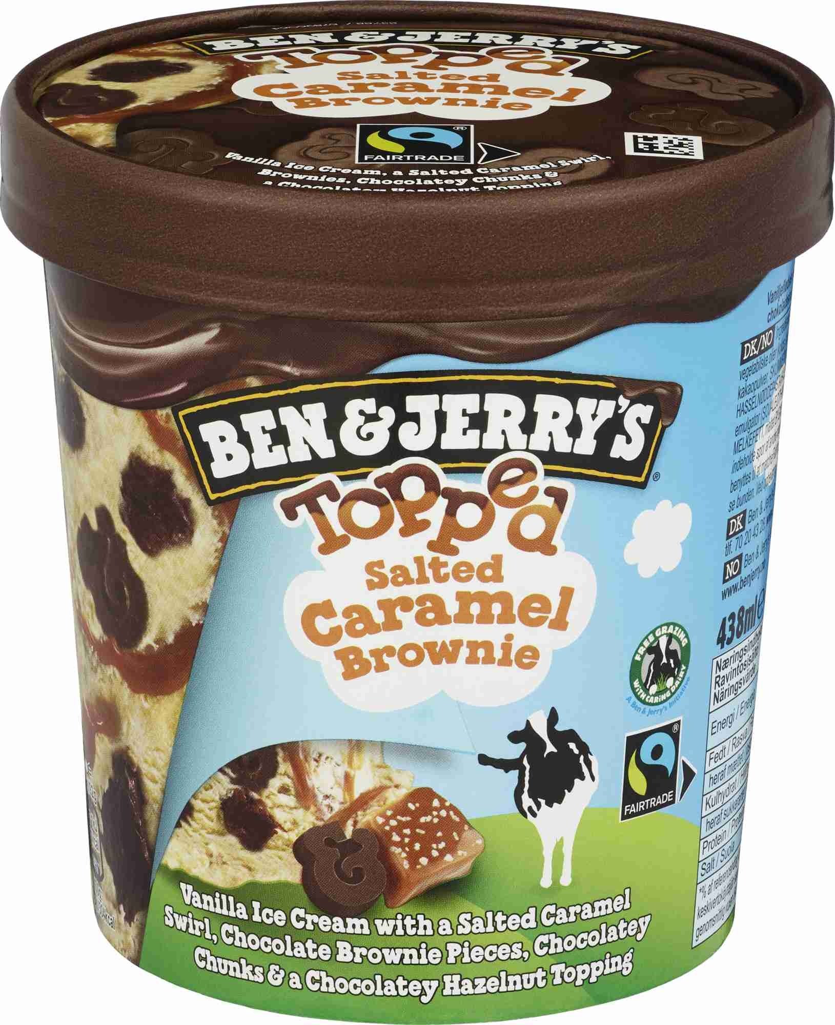 Ben & jerrys topped salted caramel brownie iskrem  438ml