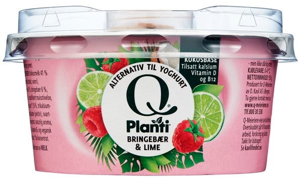 Vegansk yoghurt bringebær & lime beger  150g