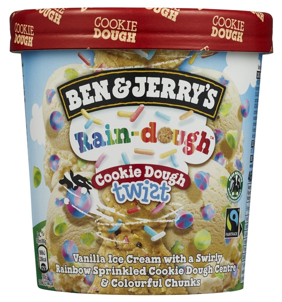 Ben & jerry's rain-dough cookie dough twist iskrem 465ml