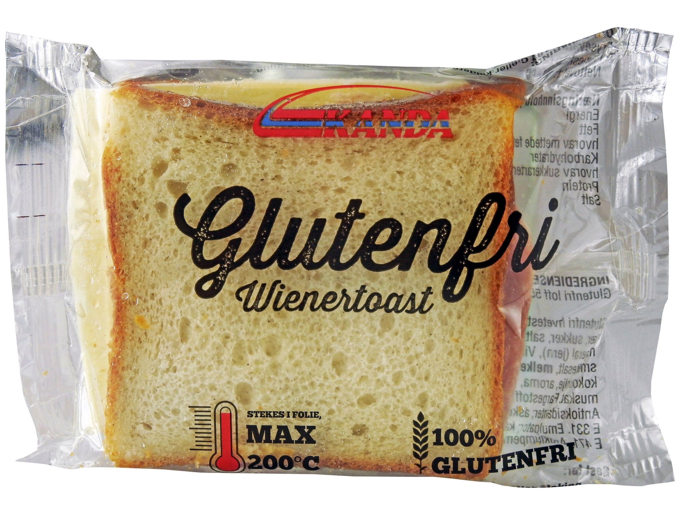 Wienertoast i stekefolie,glutenfri  20stk