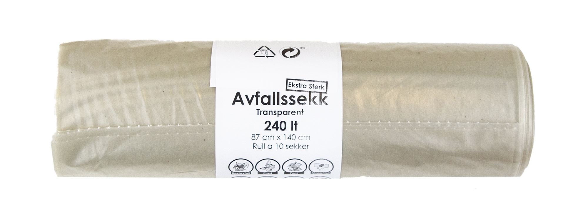 Plastsekk transparent sterk 87x140 240l   9rl