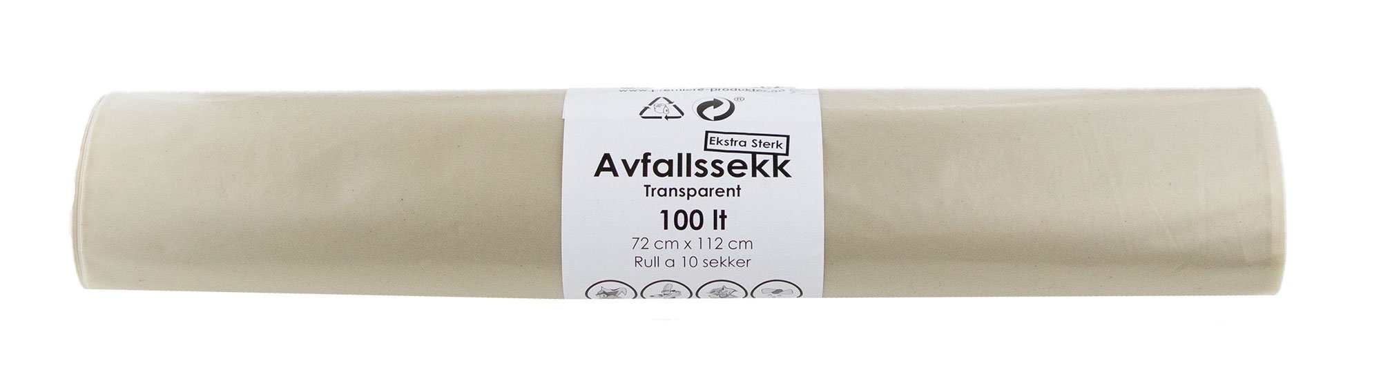 Plastsekk transparent sterk 72x112   100l   12rl