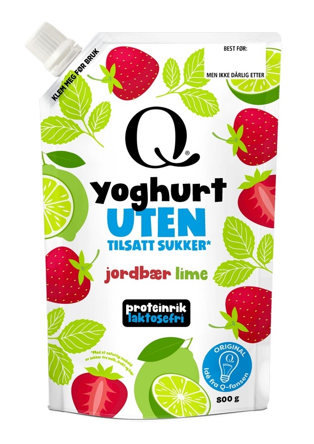 Yoghurt jordbær & lime u/pose   800g