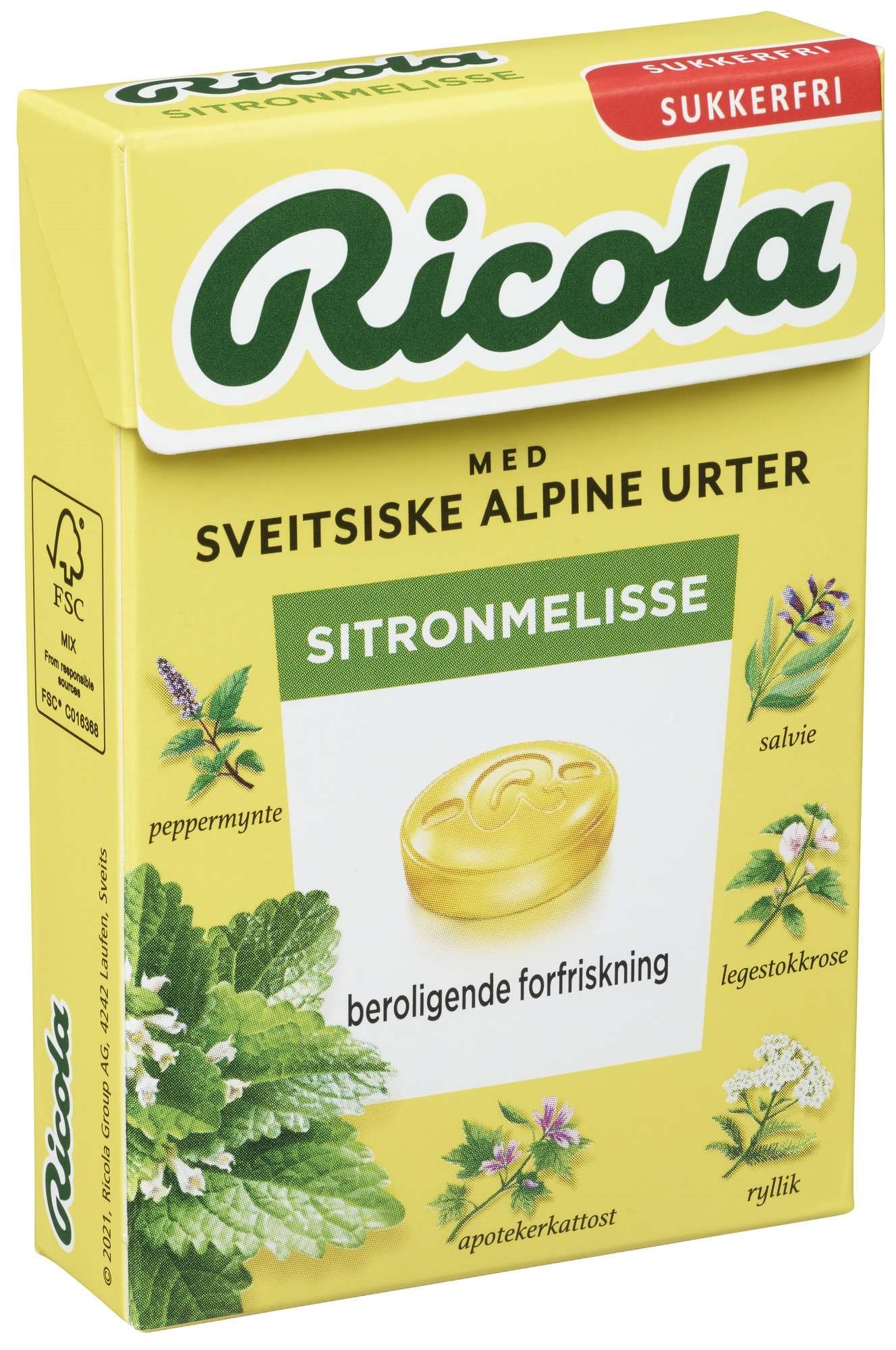 Ricola sitronmelisse sukkerfri  50g