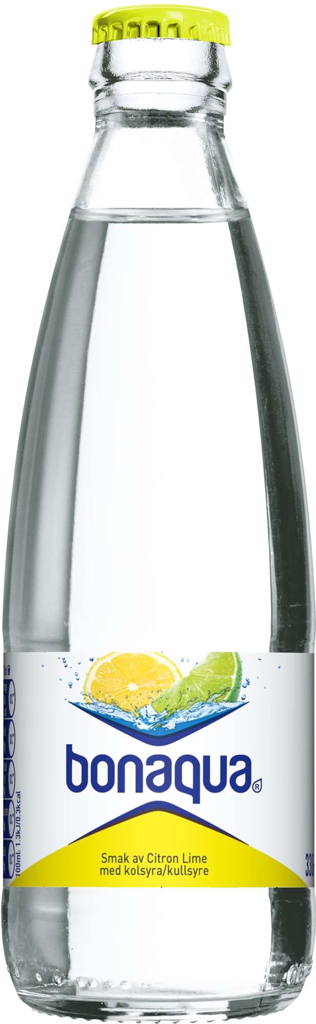 Bonaqua vann med kullsyre lime glassflaske   24x0,33l