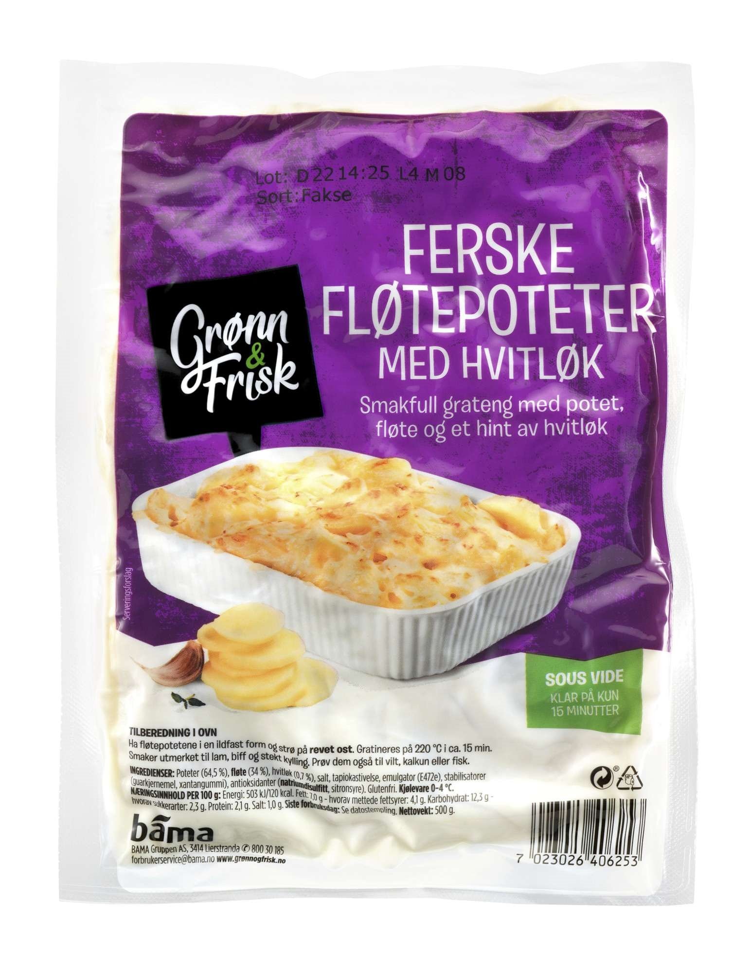 Fløtepoteter m/hvitløk  500g