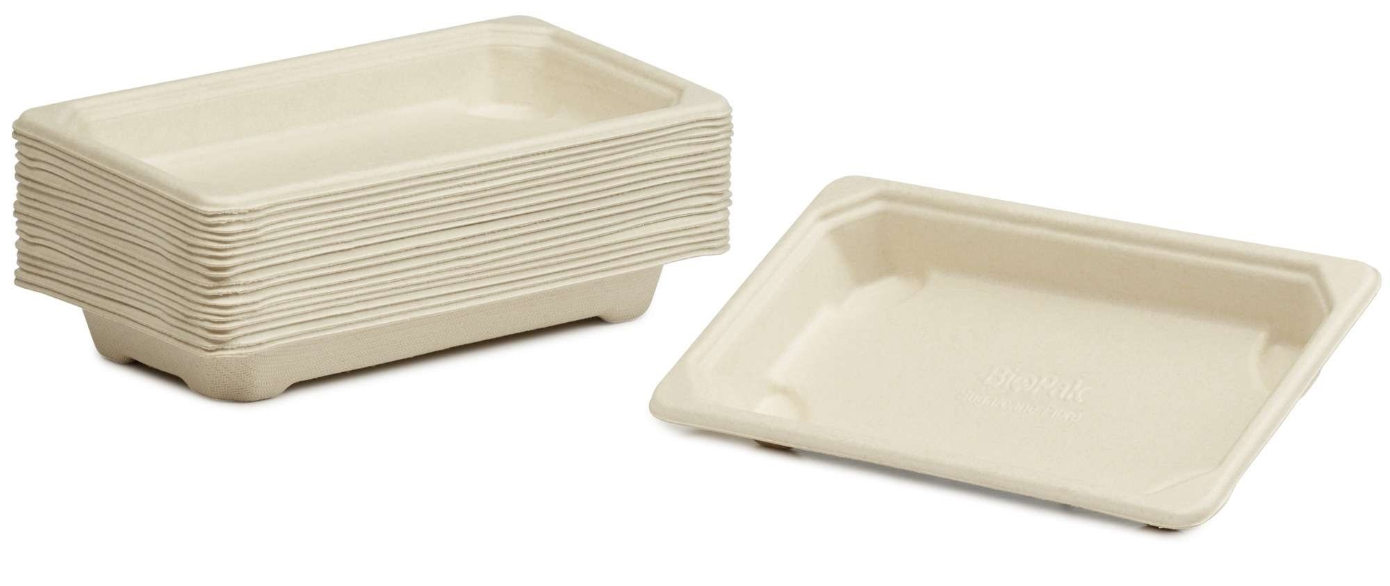 Sushifat bagasse slim short brun 165x92mm   100stk