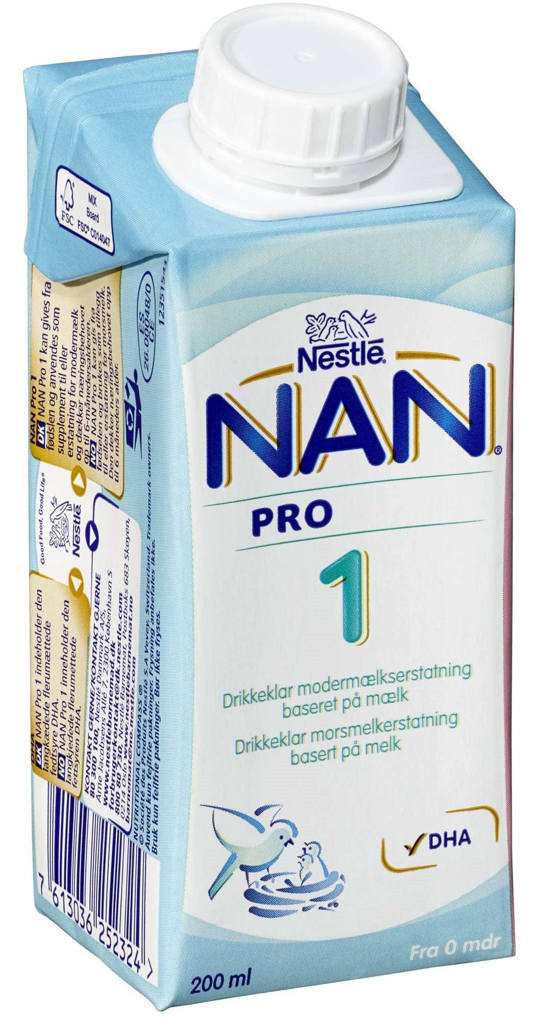 Nan pro 1 drikkeklar fra 0 m 200ml