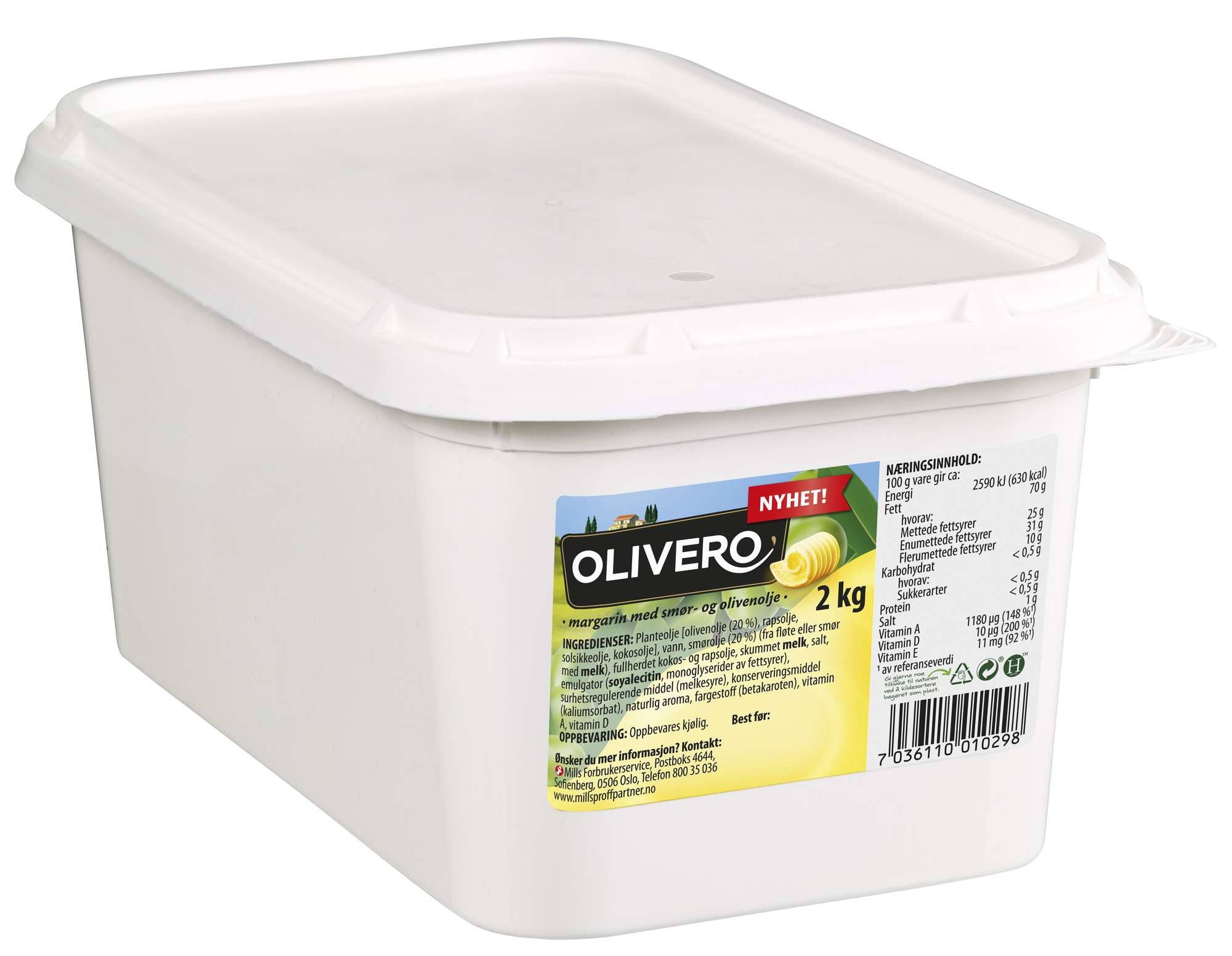 Olivero smør- og olivenolje   2kg