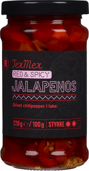 Jalapeños rød i skiver   220g