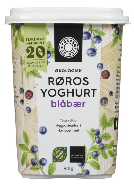 Røros yoghurt blåbær, økol.  470g