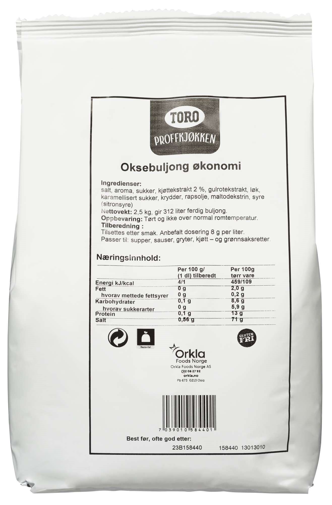 Oksebuljong økonomi   2,5kg