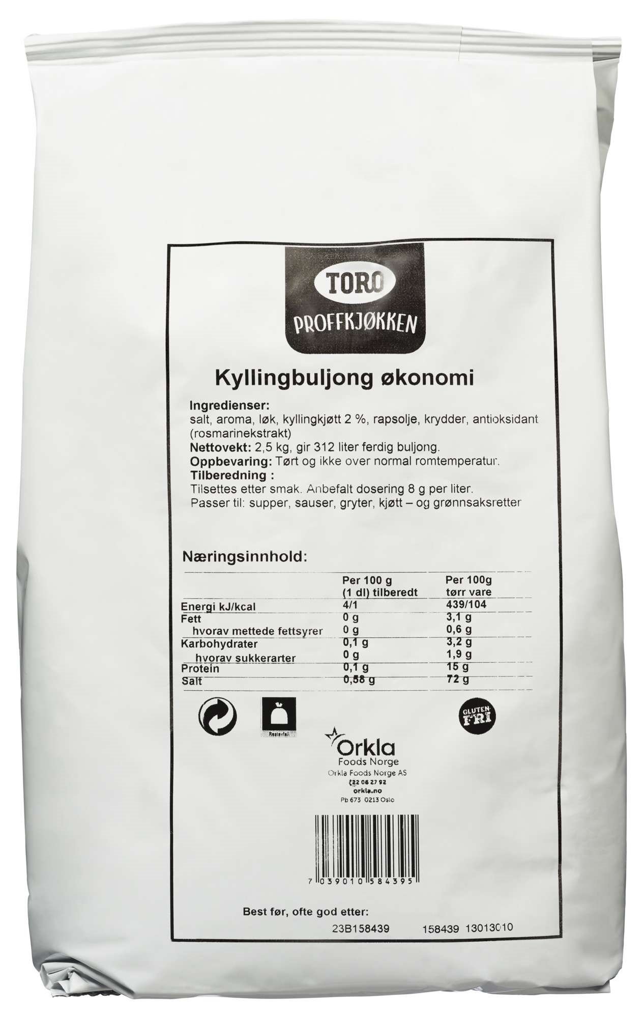 Kyllingbuljong økonomi   2,5kg