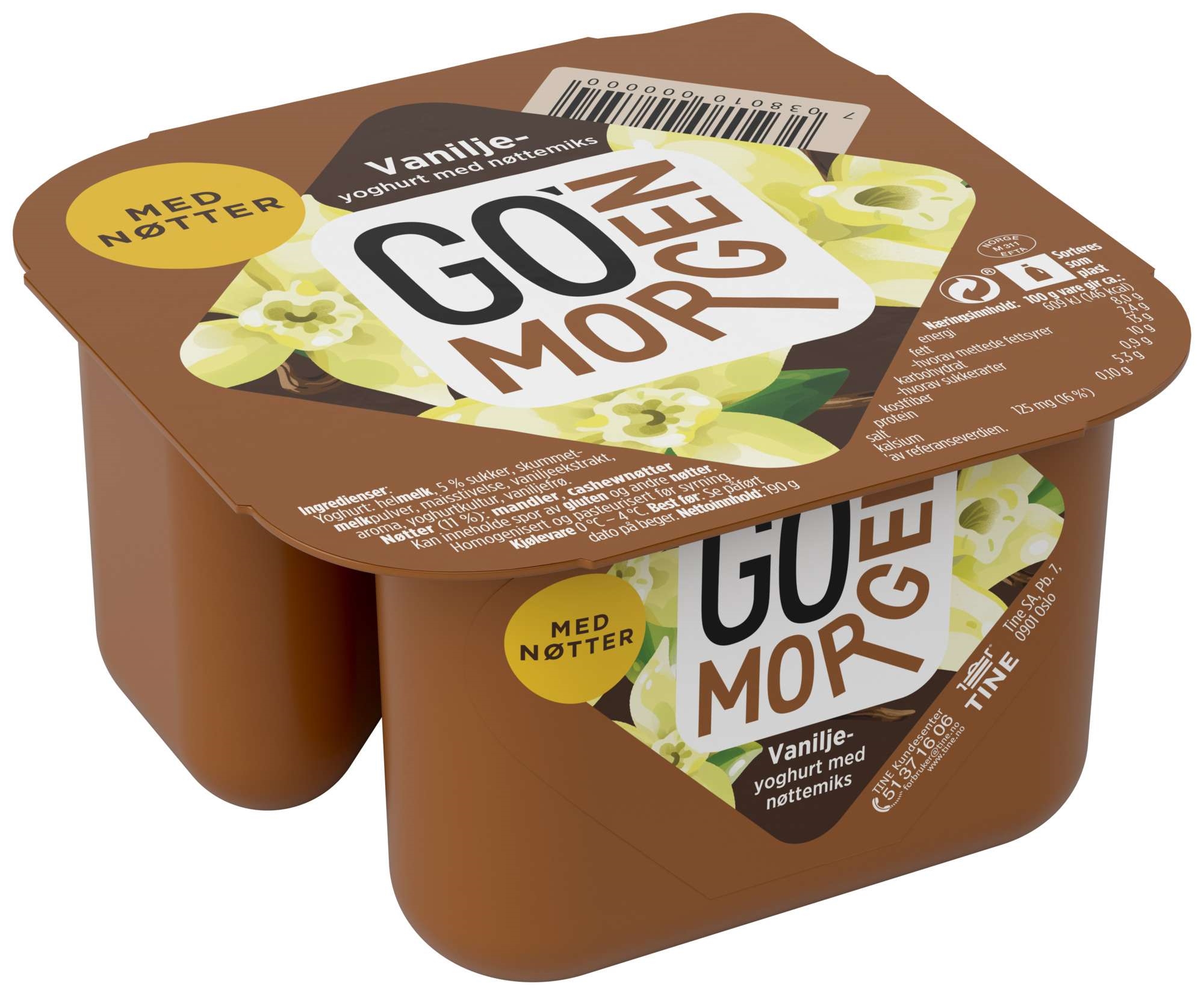 Go morgen yoghurt vanilje/nøtter  190g