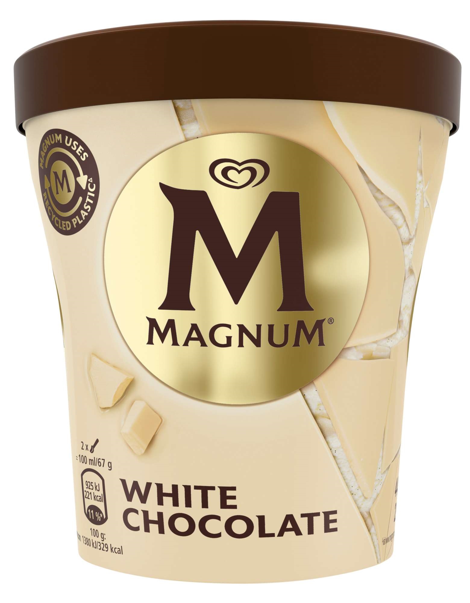 Magnum white vaniljeis med hvit sjokolade (28%)  440ml