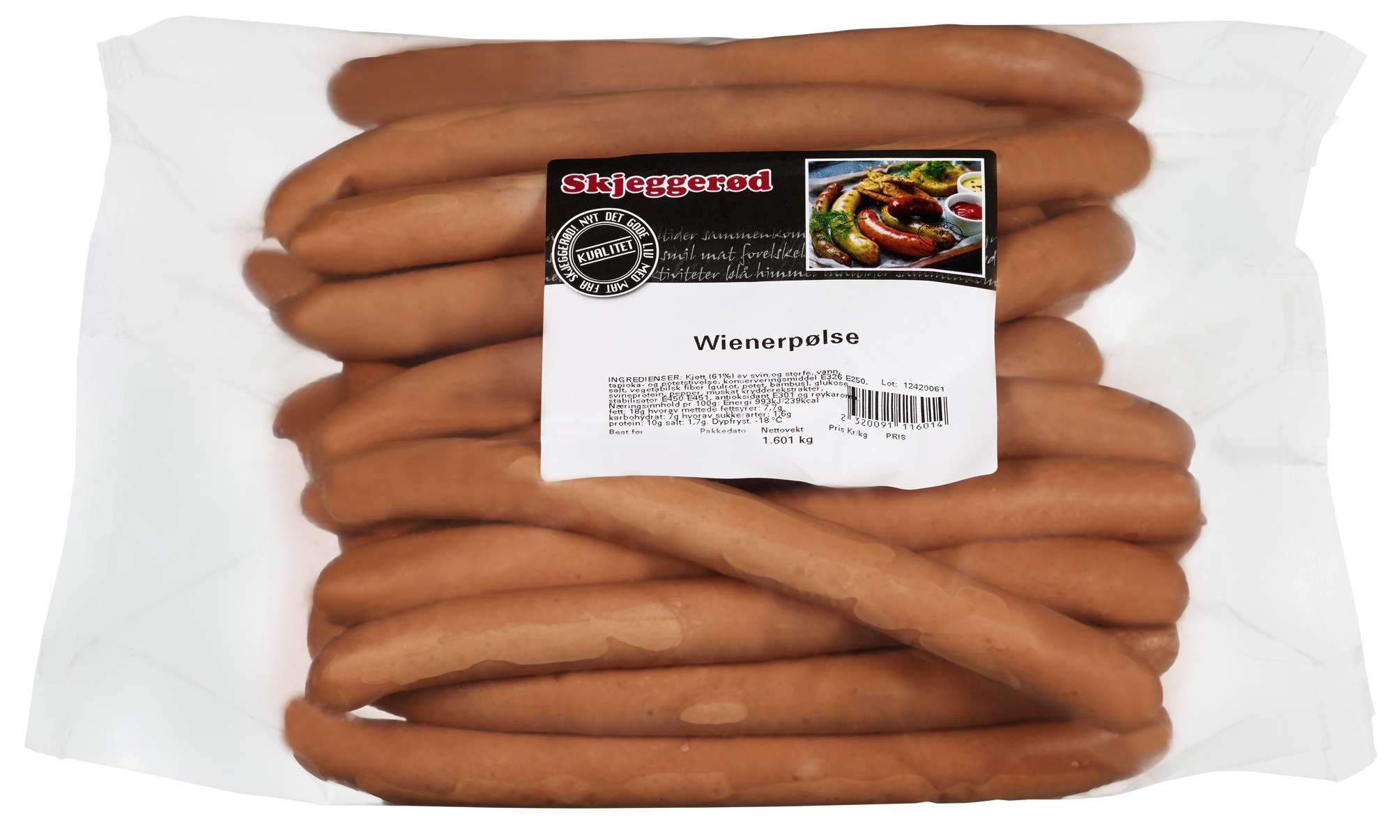 Wienerpølse  ca61g 1,6kg fr   kg