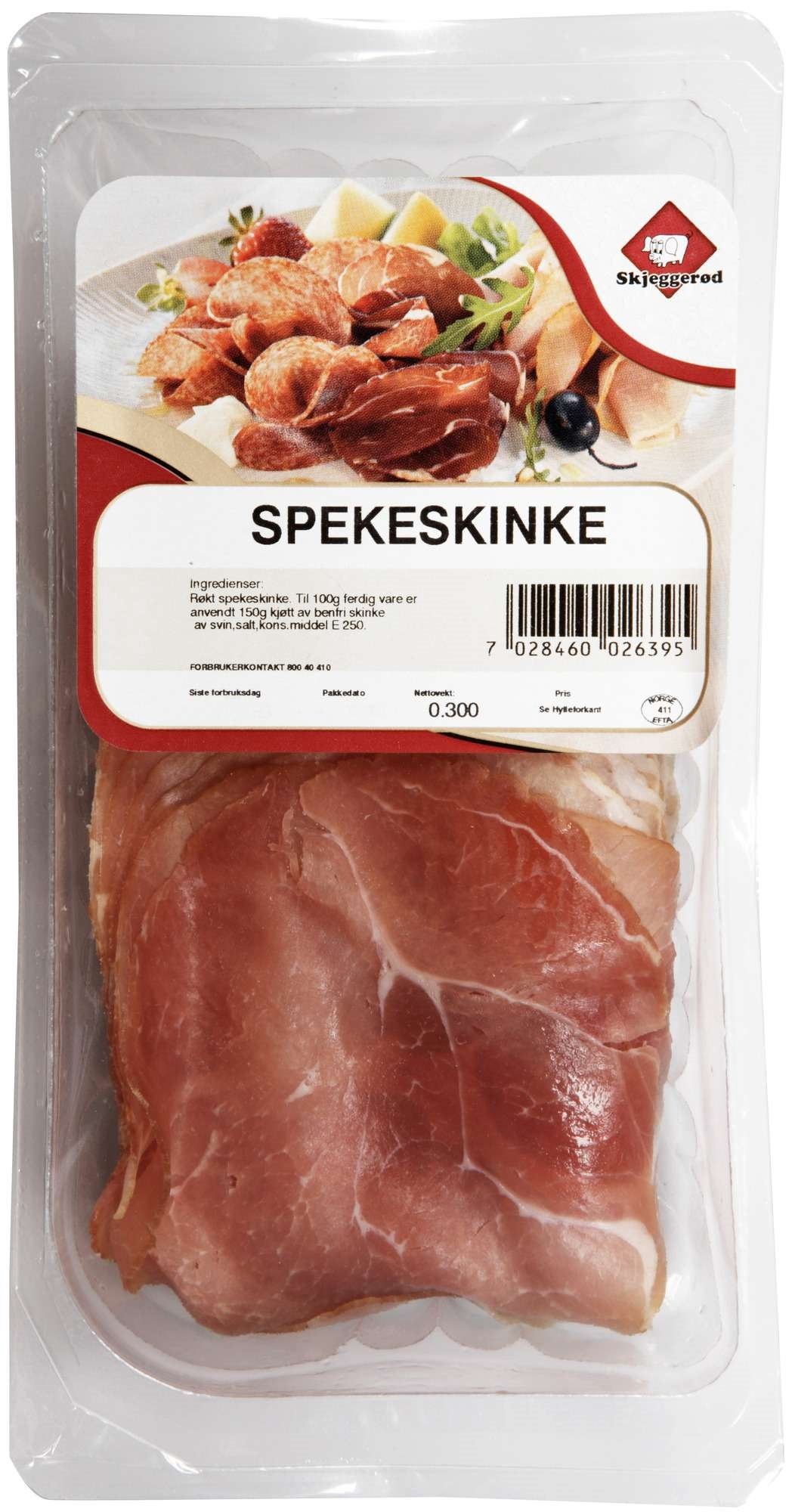 Spekeskinke skåret   300g 6/krt kj