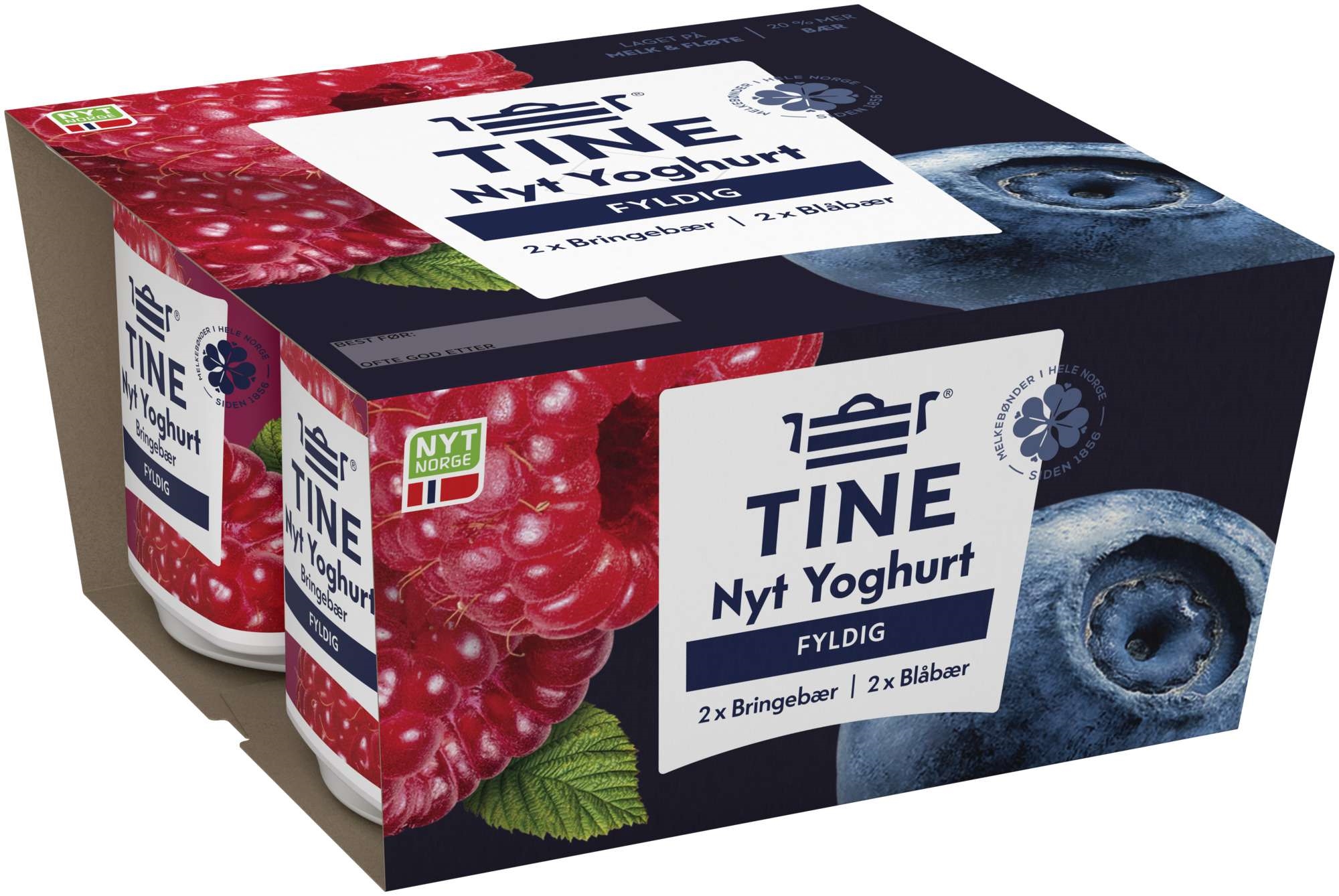 Yoghurt nyt blåbær og bringebær    4x125g