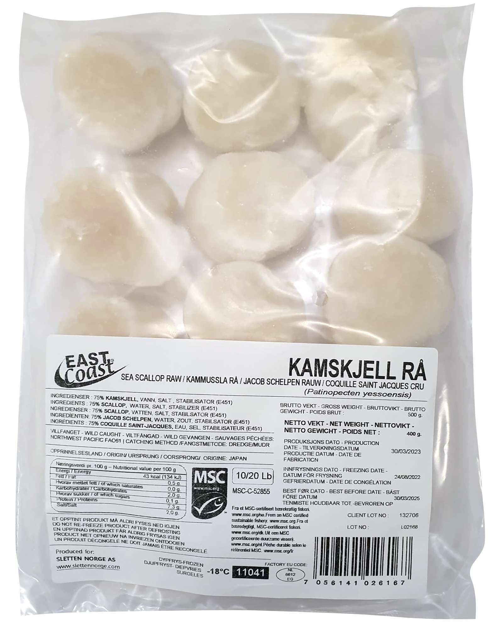 Kamskjell 10/20   500g