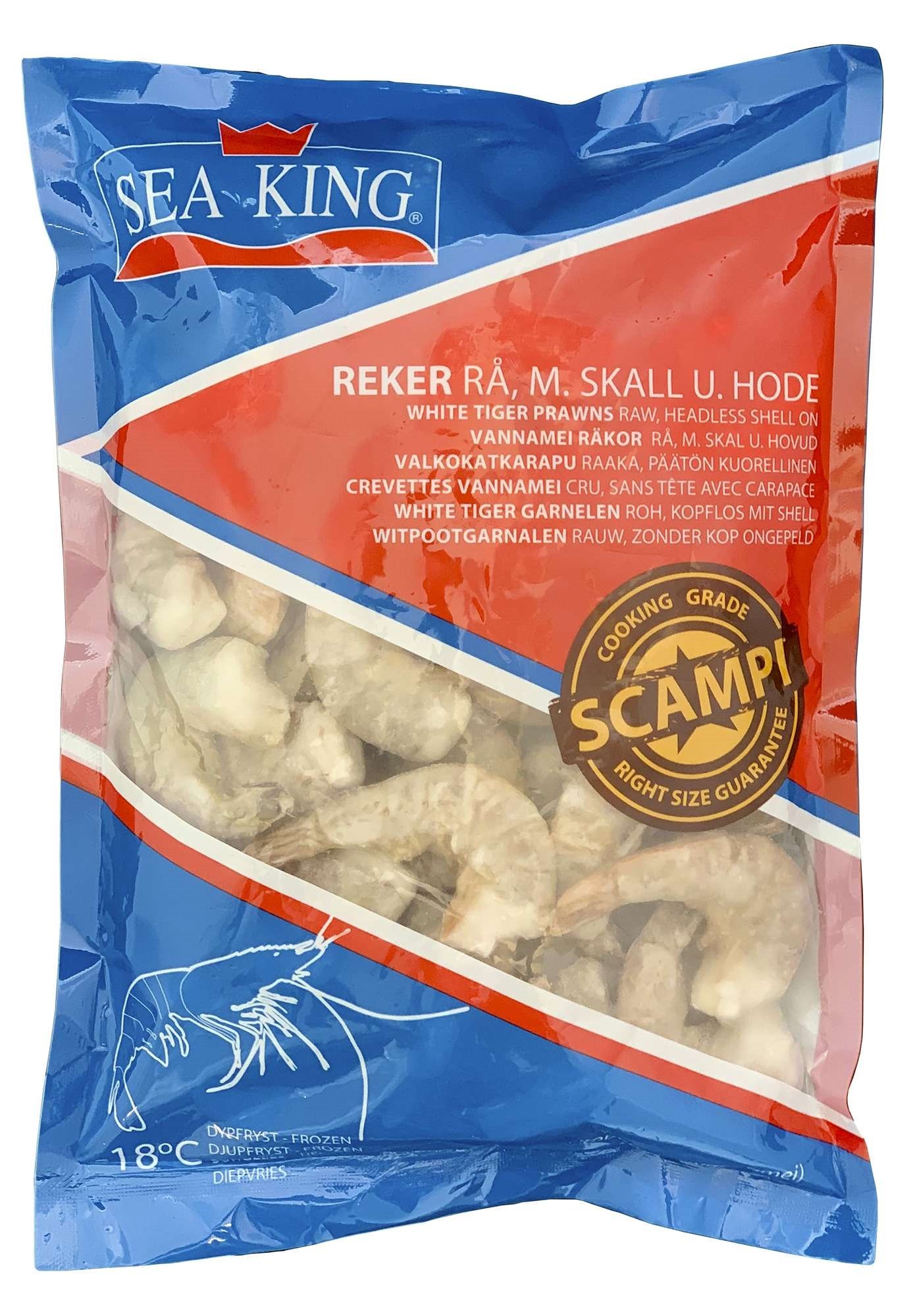 Scampi 16/20 rå med skall uten hode   750g