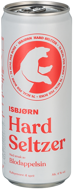 Isbjørn hard seltzer blodappelsin bx   4%   24x33cl