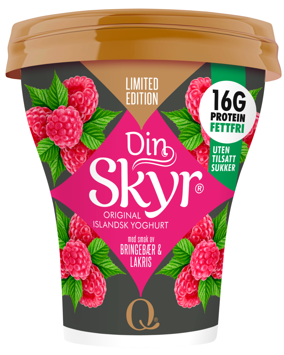 Din skyr bringebær & lakris  160g