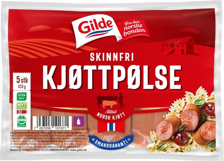 Kjøttpølse skinnfri   450g