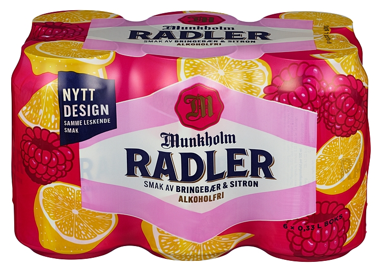 Munkholm radler bringebær & sitron bx   24x0,33l