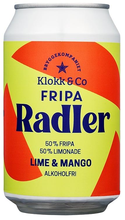 Klokk & co fripa radler lime & mango    0,5%   24x33cl