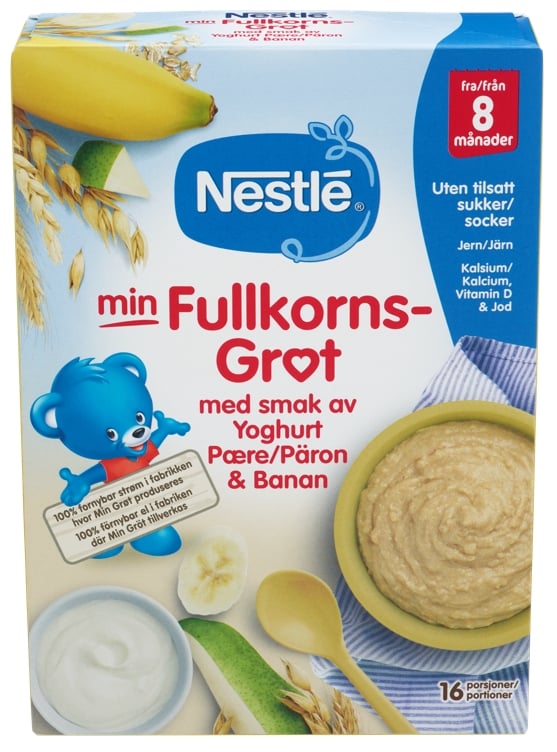 Min fullkornsgrøt yoghurt pære banan 8m  450g