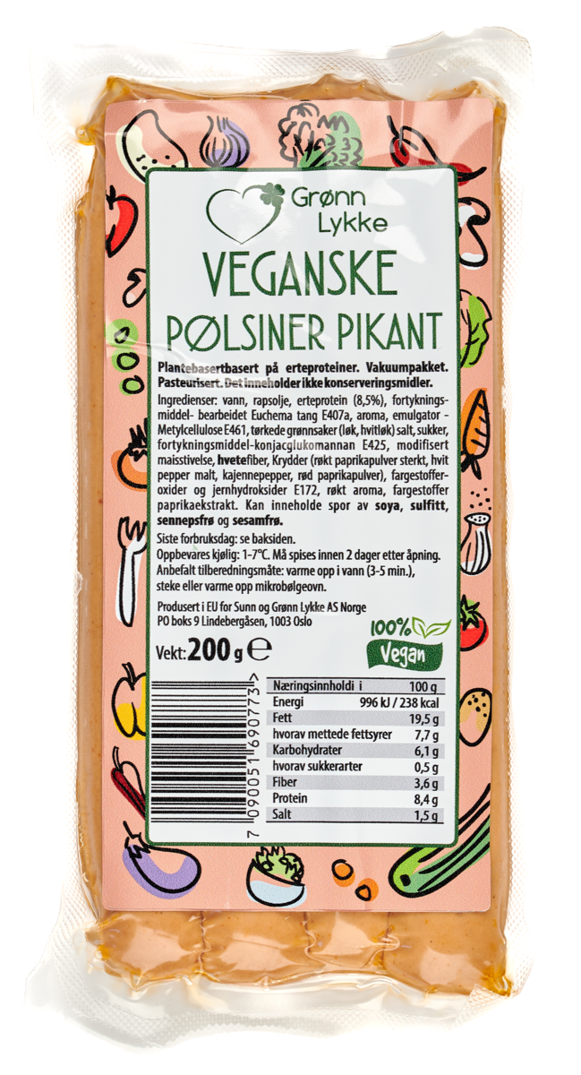 Pølsiner pikant vegansk   200g