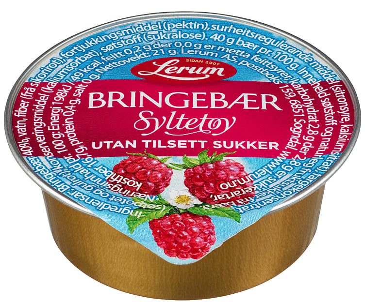 Bringebærsyltetøy original u/sukker kuvert  100x21g