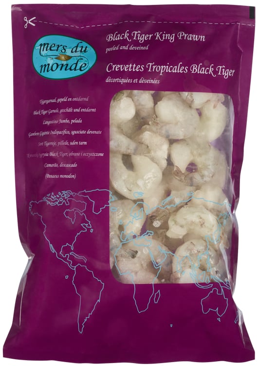 Scampi 16/20 renset iqf black tiger 20% glasering  1kg