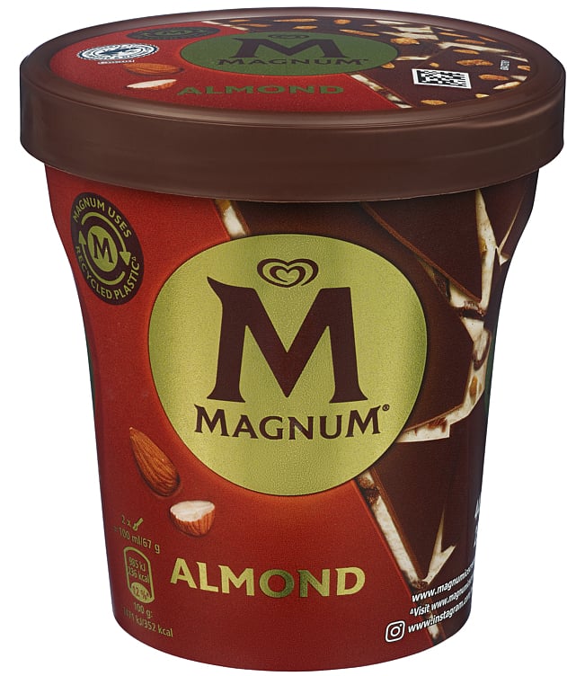 Magnum almond vaniljeis med melkesjokolade (28%) 440ml