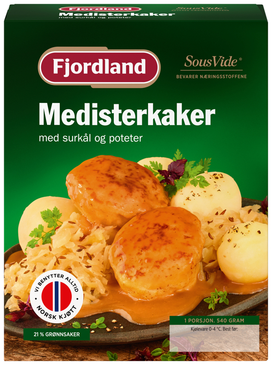 Medisterkaker med surkål og poteter  540g