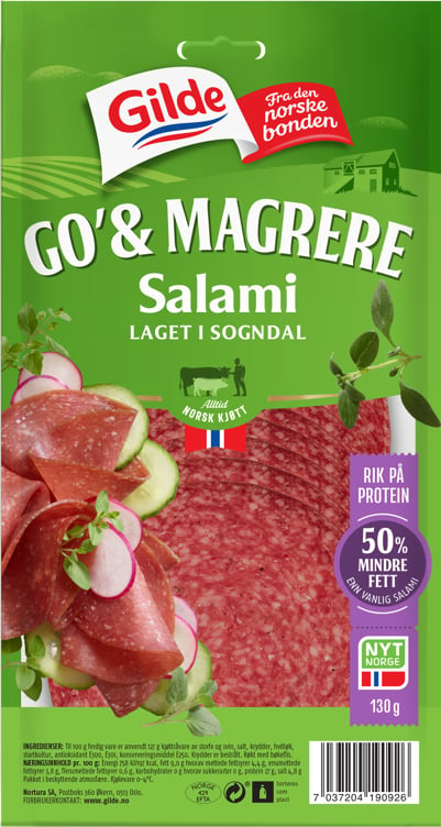 Go og mager salami skiv.130g