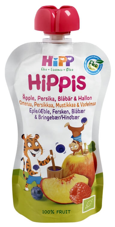 Hippis eple/fersk/blåb/bring økol.     600g