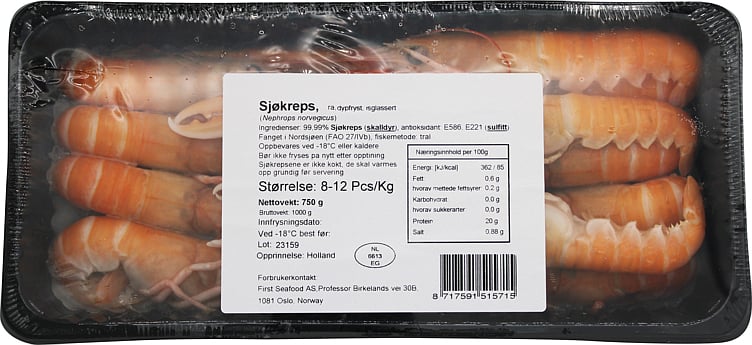 Sjøkreps frys 8-12,  1kg