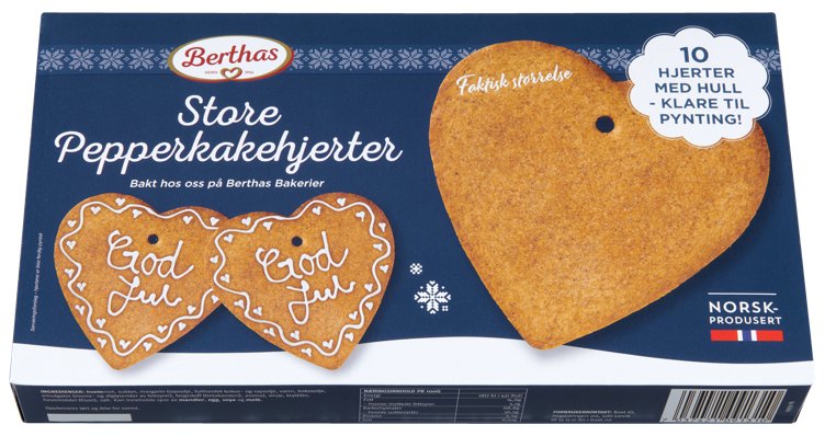 Store pepperkakehjerter 10stk  410g