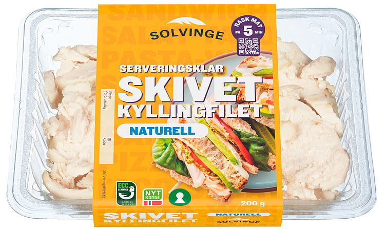 Kyllingfilet skivet naturell, spiseklar 200g