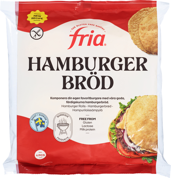 Hamburgerbrød glutenfri 4stk   280g