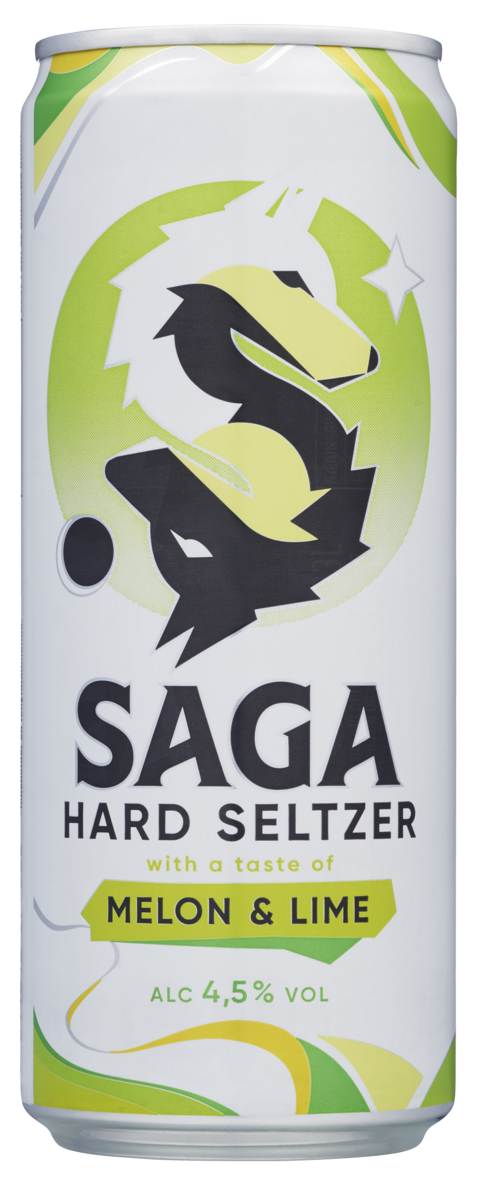 Saga hard seltzer melon & lime 4,5%  24x33cl